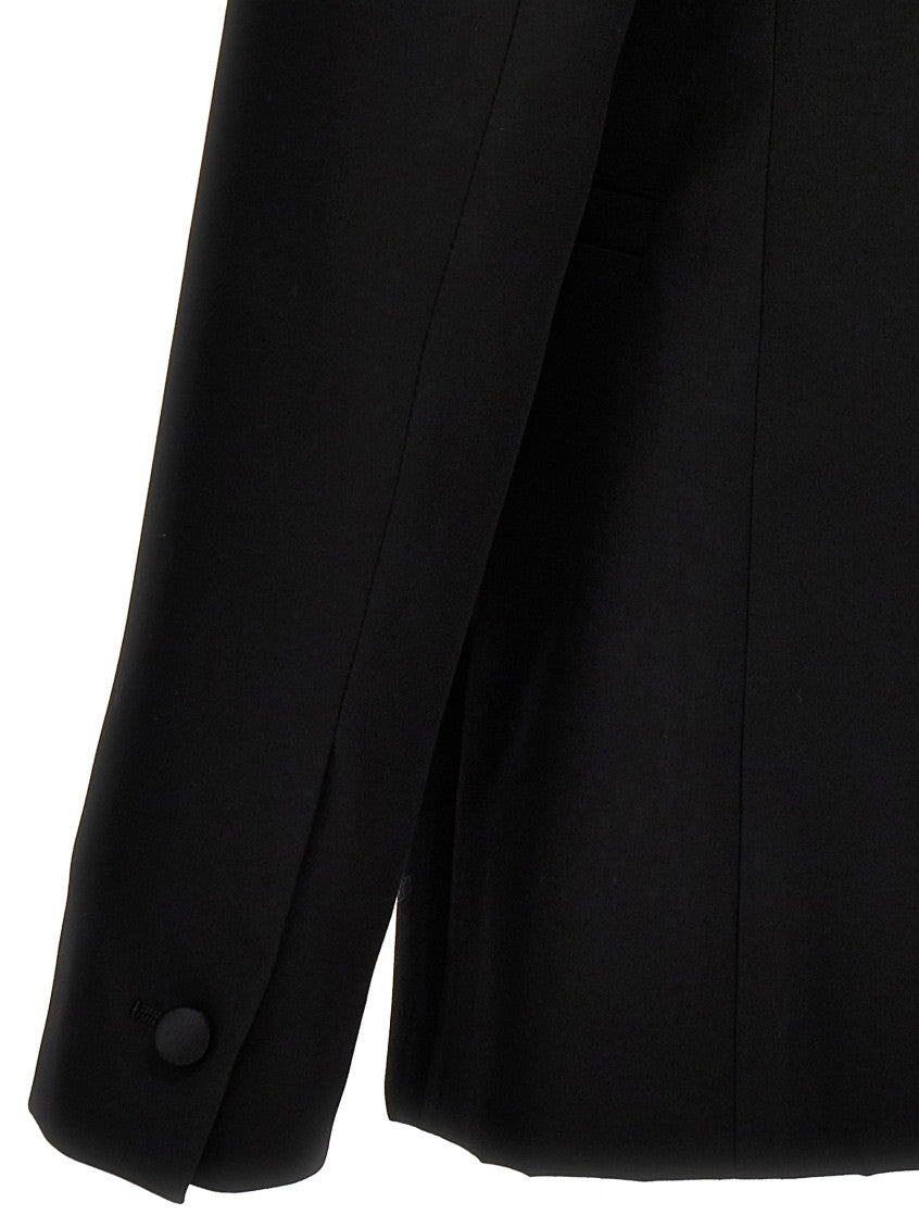 Black Double-breasted Wool Blazer 4