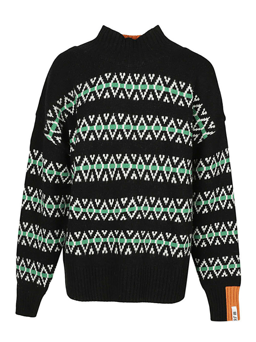 Black Striped high neck wool sweater 1