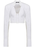 White Cotton poplin cropped shirt 1