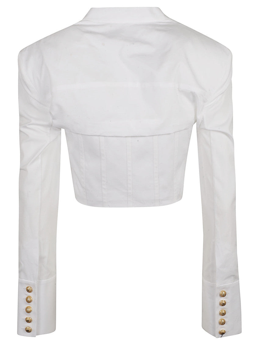 White Cotton poplin cropped shirt 2