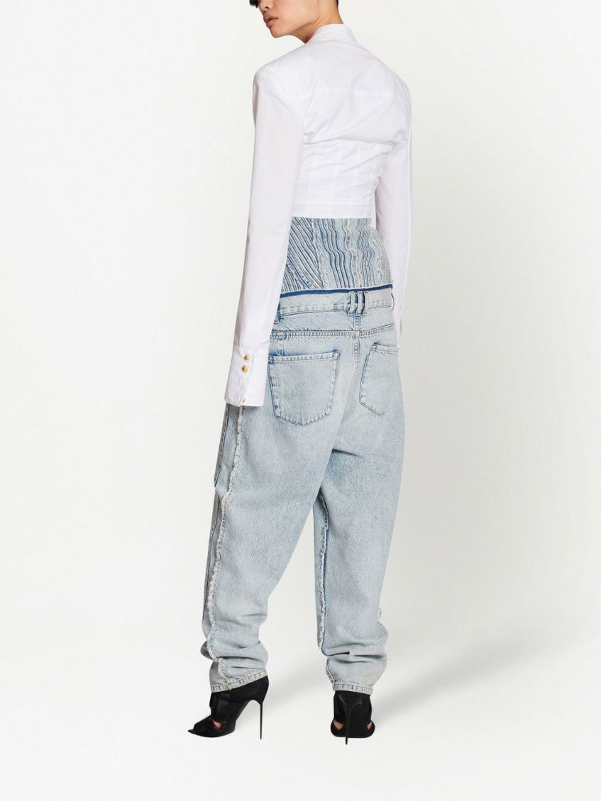 White Cotton poplin cropped shirt 3