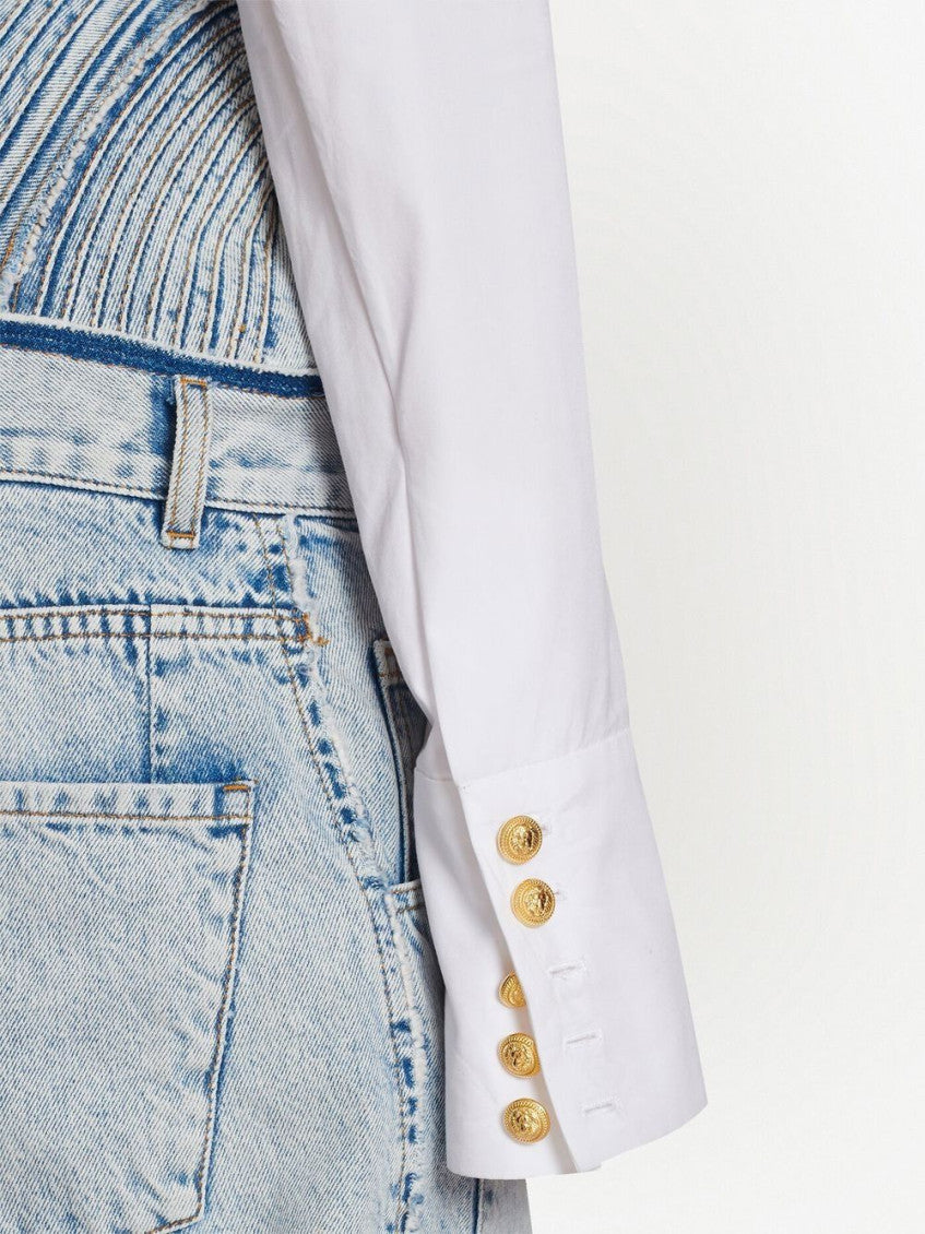 White Cotton poplin cropped shirt 7