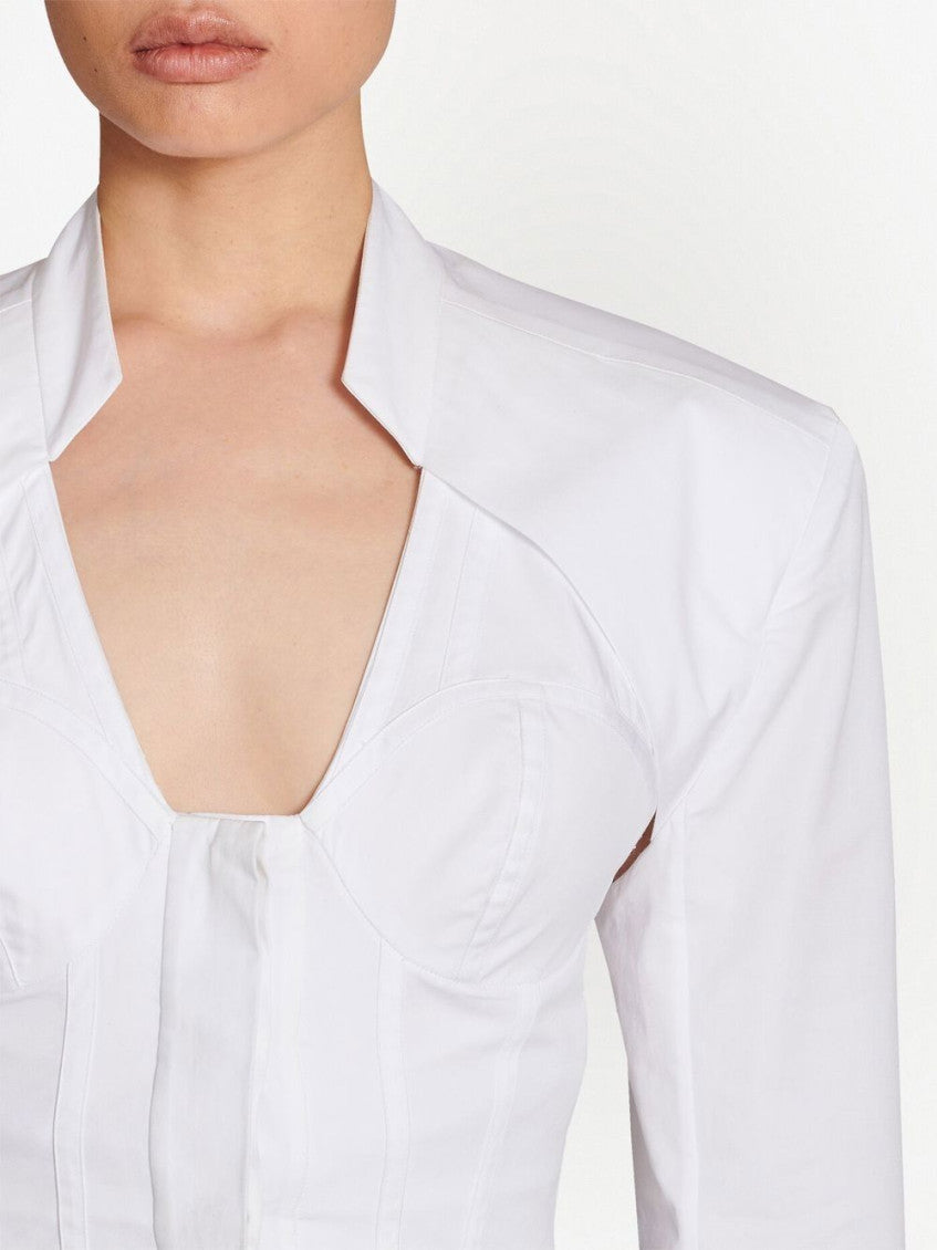 White Cotton poplin cropped shirt 8