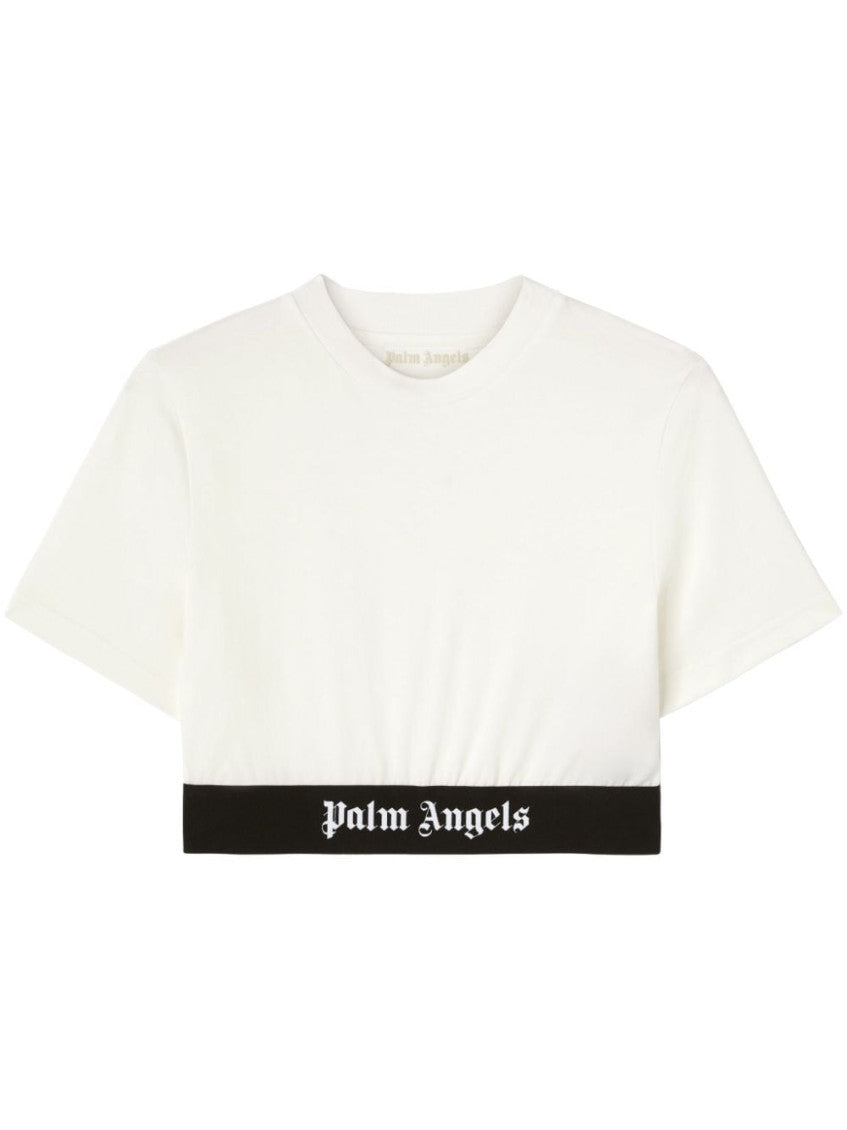 White Logo-underband Cotton Crop Top 1