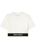 White Logo-underband Cotton Crop Top 1