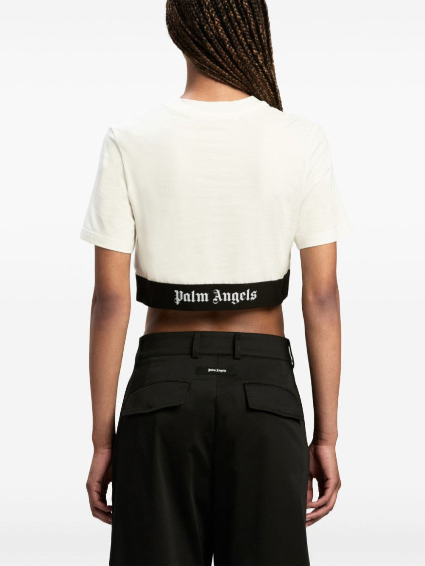 White Logo-underband Cotton Crop Top 2