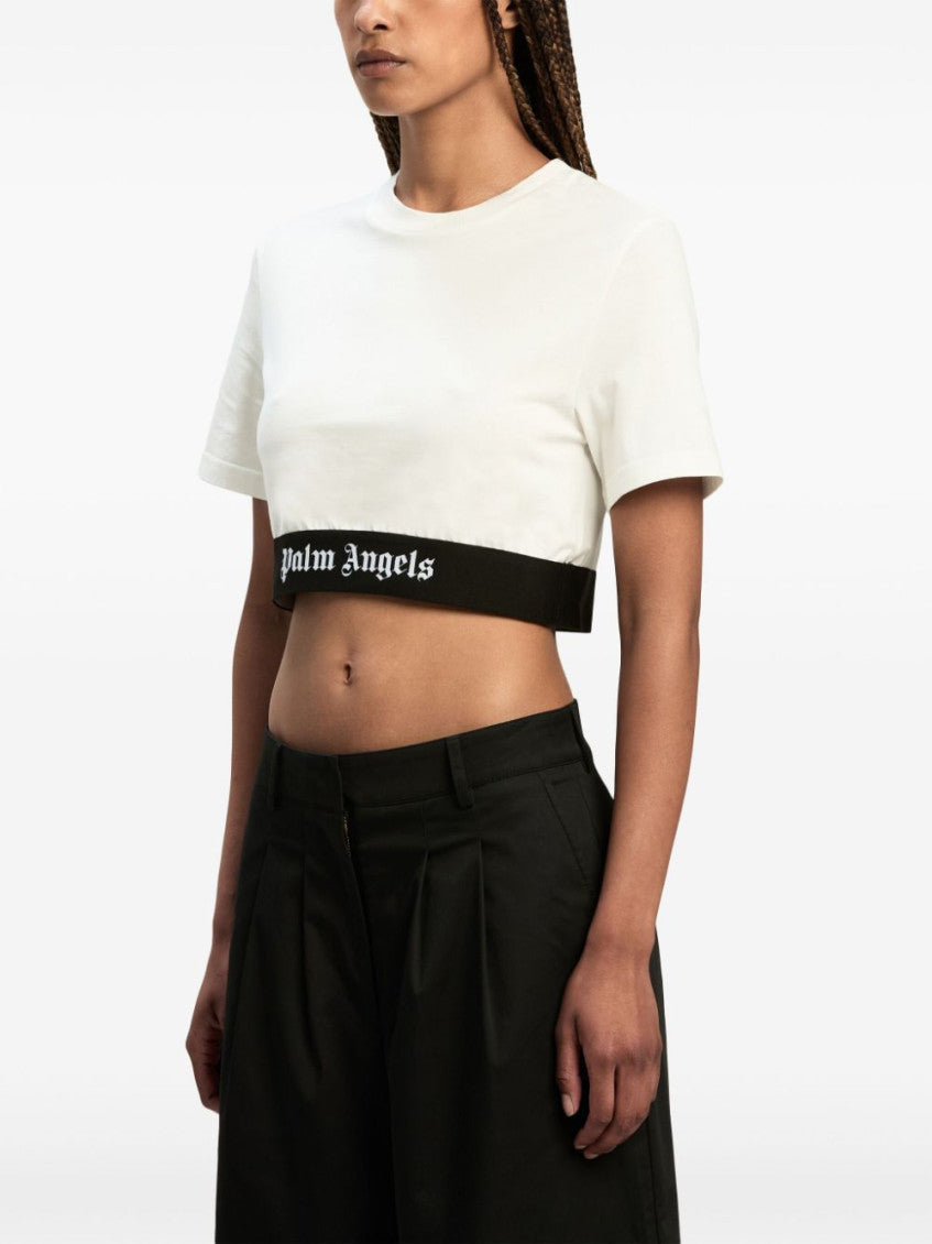 White Logo-underband Cotton Crop Top 3