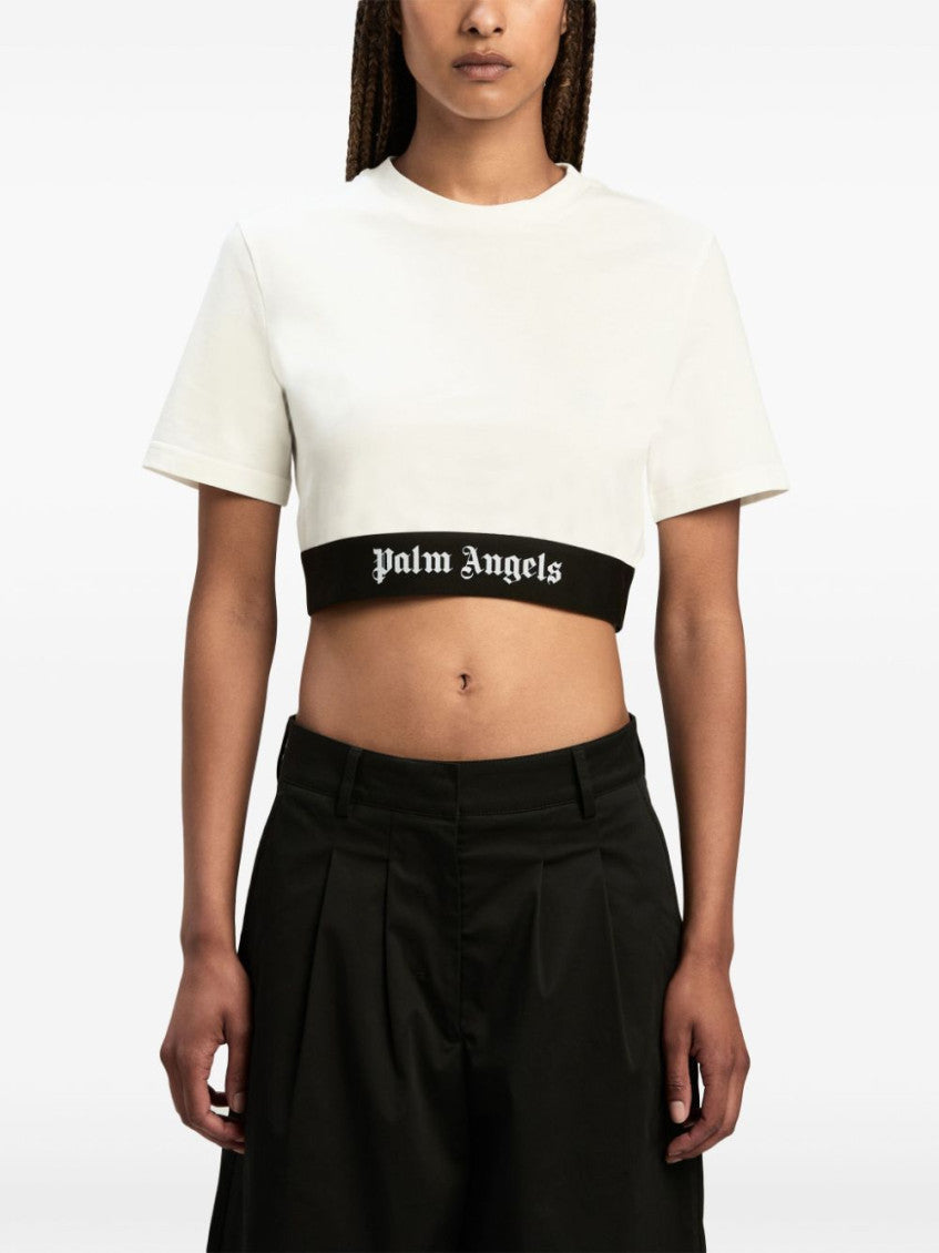 White Logo-underband Cotton Crop Top 4