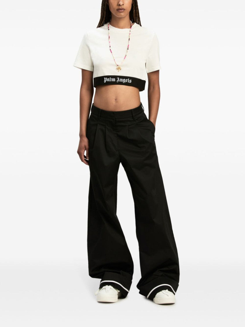 White Logo-underband Cotton Crop Top 5