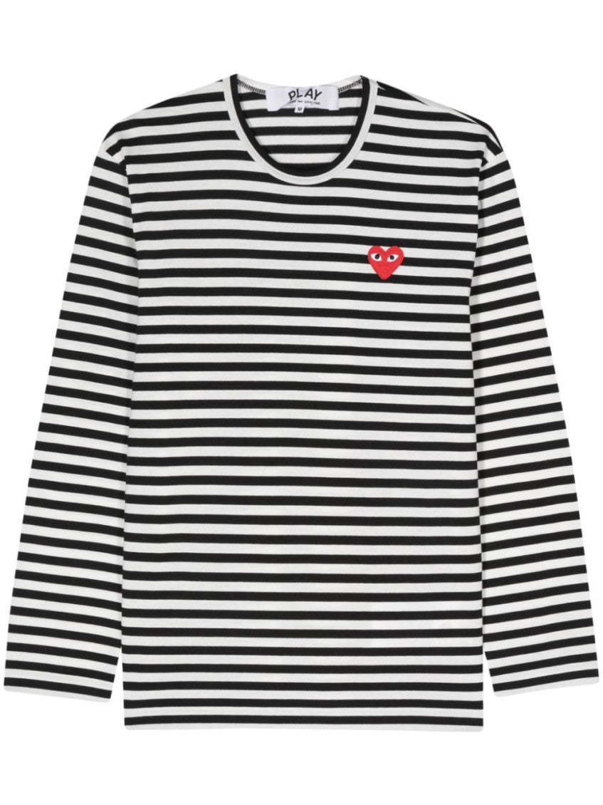 BlackWhite Logo Striped Cotton T-shirt 1