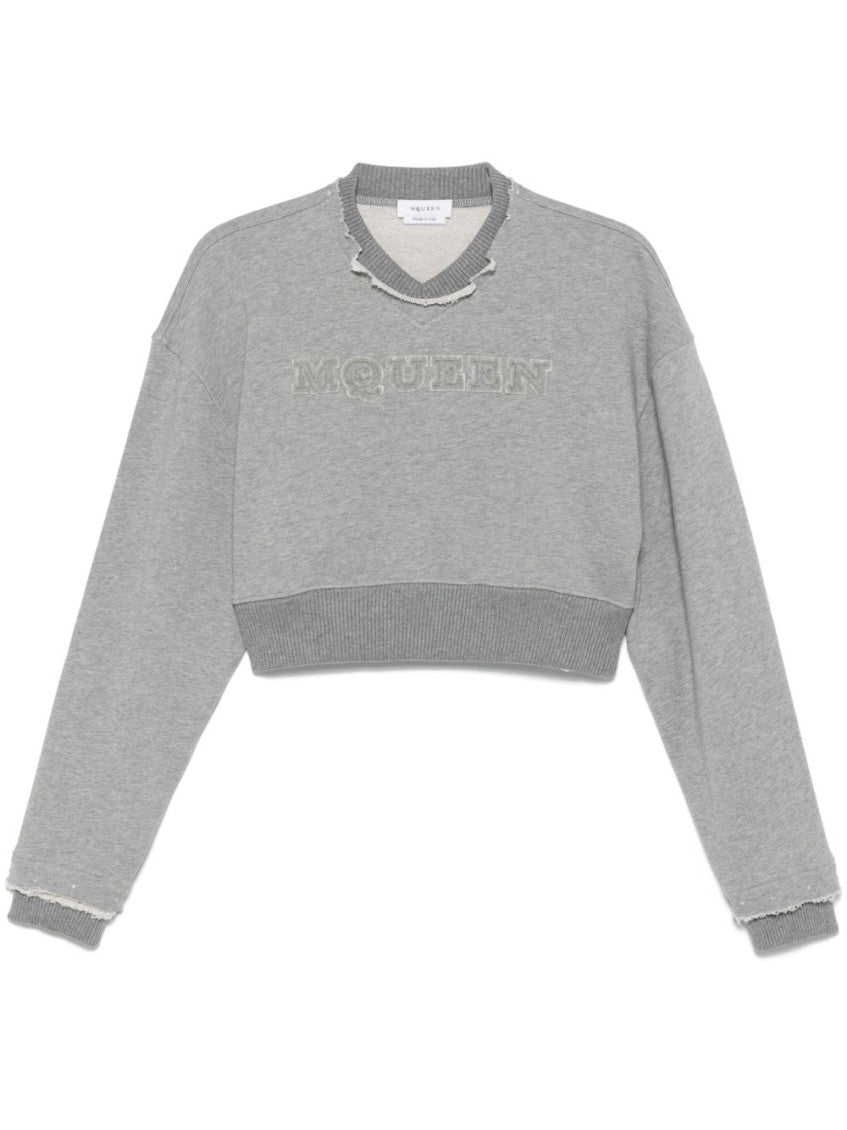 Grey Logo Cropped Sweatshirt 1