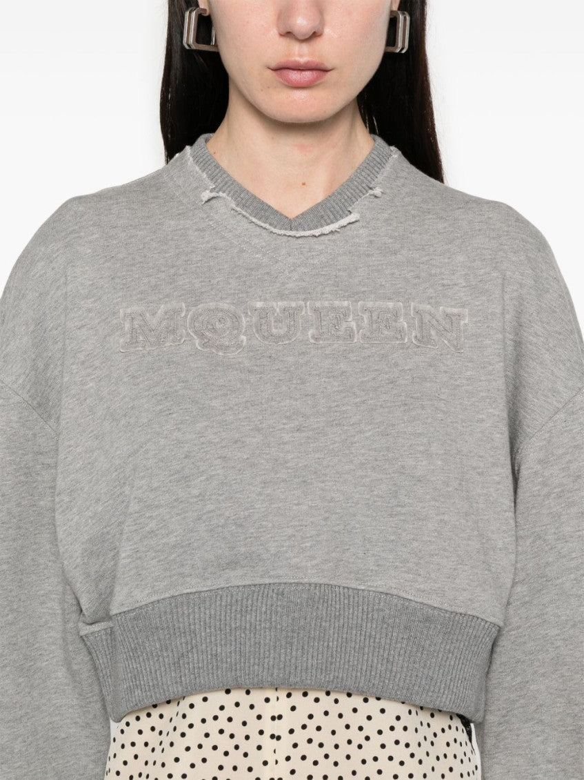 Grey Logo Cropped Sweatshirt 3