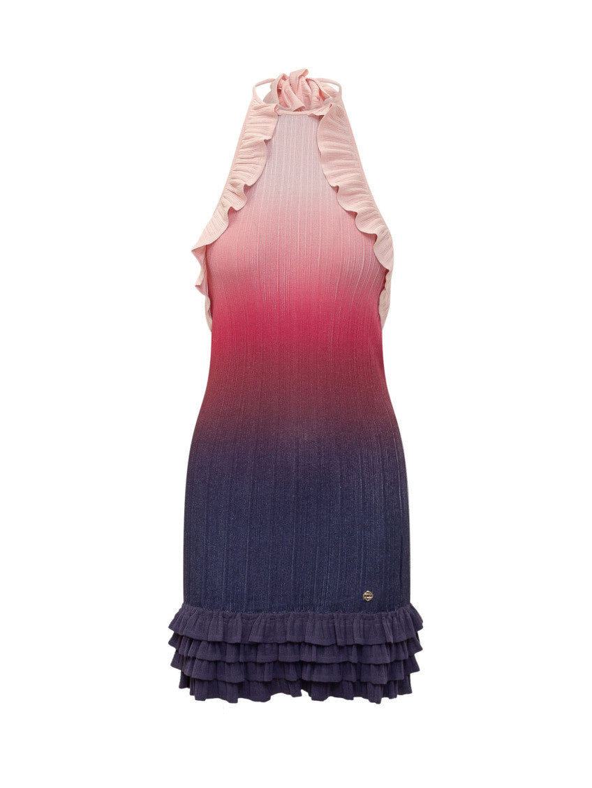 Pink Ombre Halter Neck Dress 1