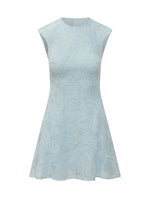 Blue Embroidered Round Neck Mini Dress 1