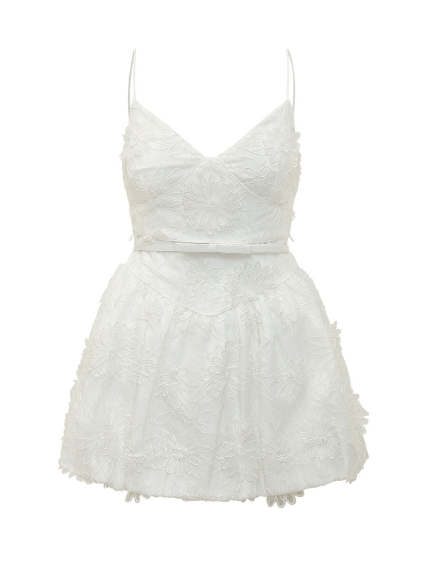 White Floral V Neck Mini Dress 1