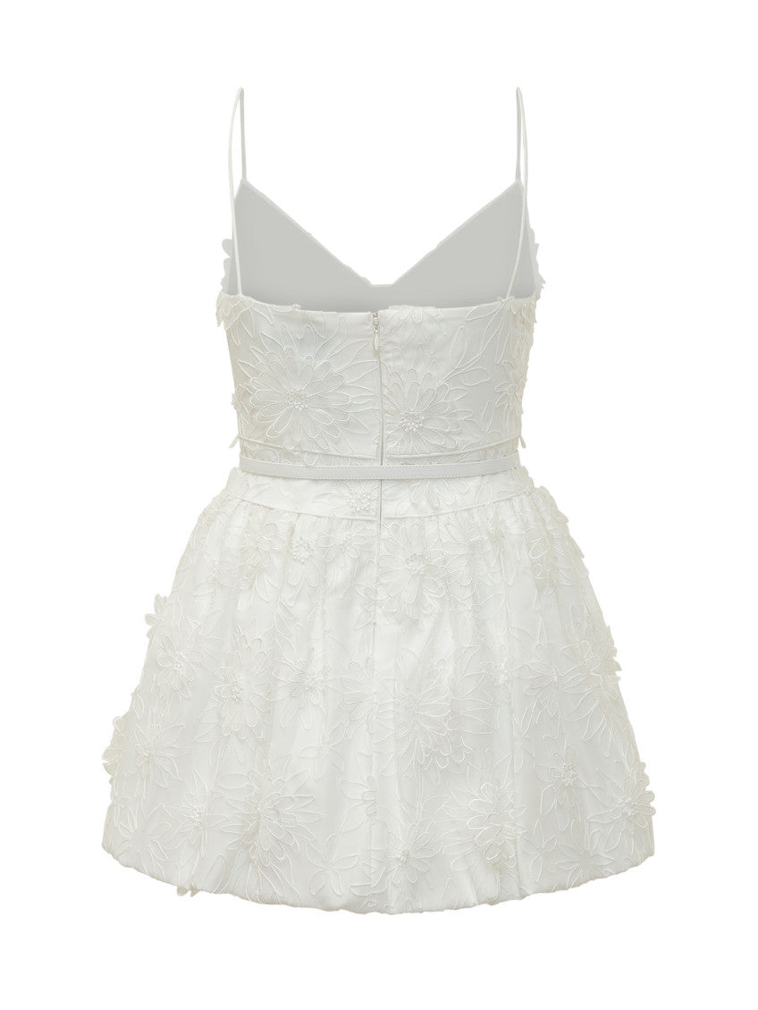 White Floral V Neck Mini Dress 2