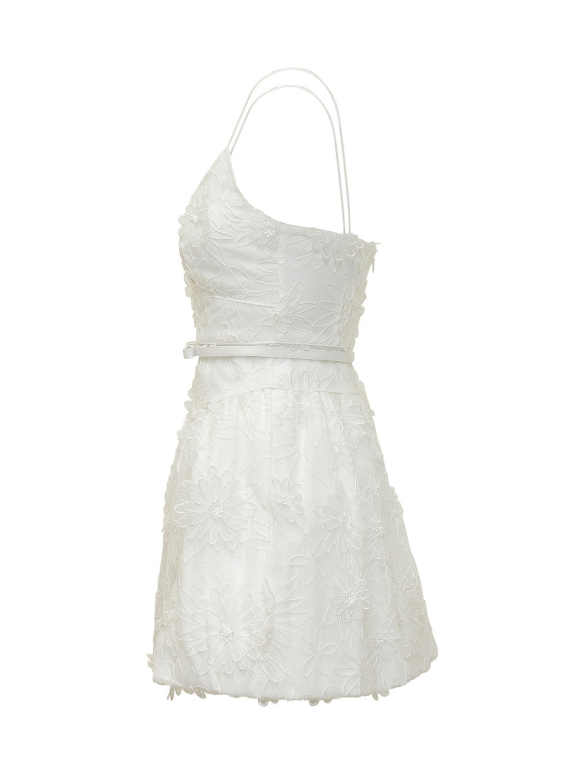 White Floral V Neck Mini Dress 3