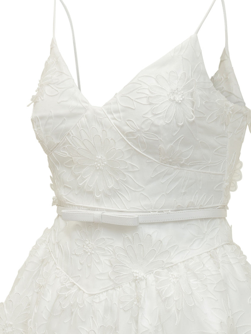 White Floral V Neck Mini Dress 4