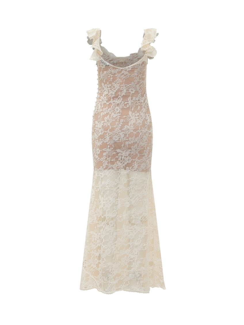 White Lace Square Neck Maxi Dress 2