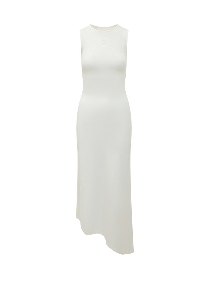White Solid Round Neck Maxi Dress 1