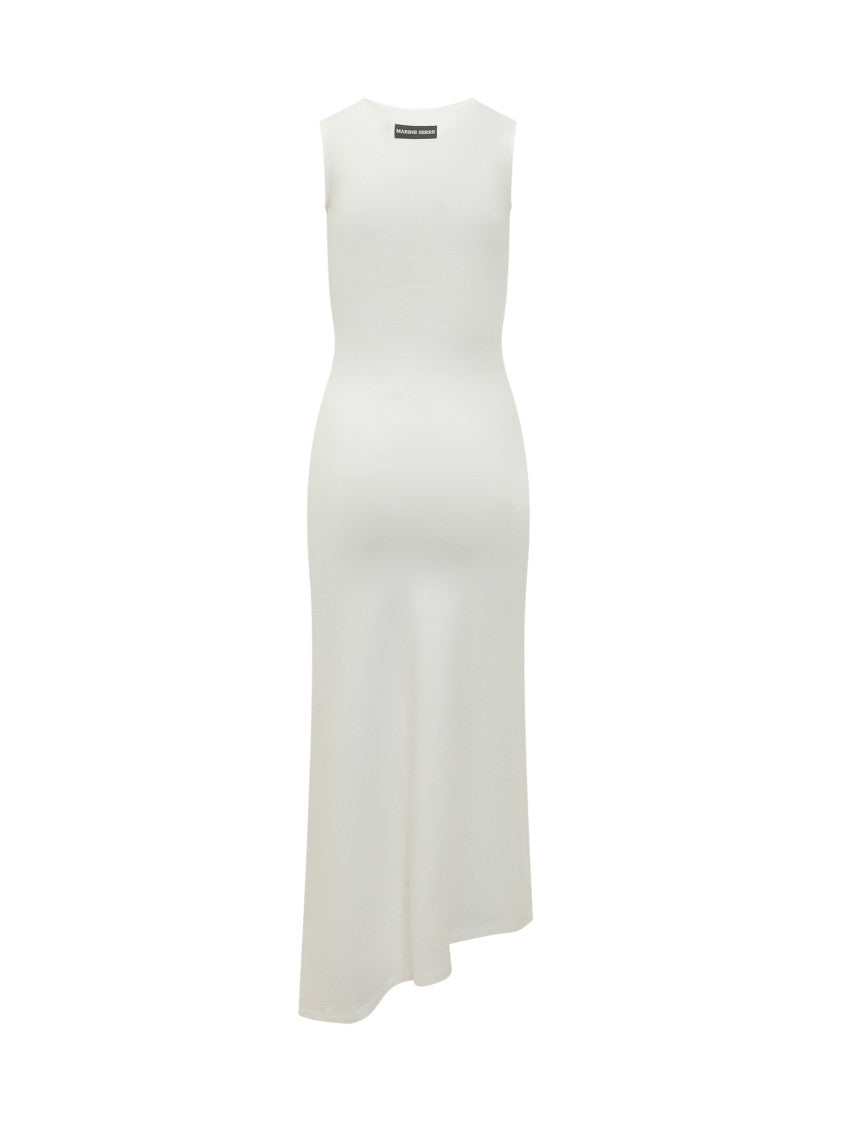 White Solid Round Neck Maxi Dress 2