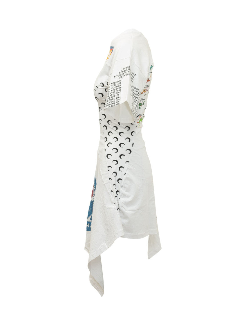 White Printed Crew Neck Dress 3