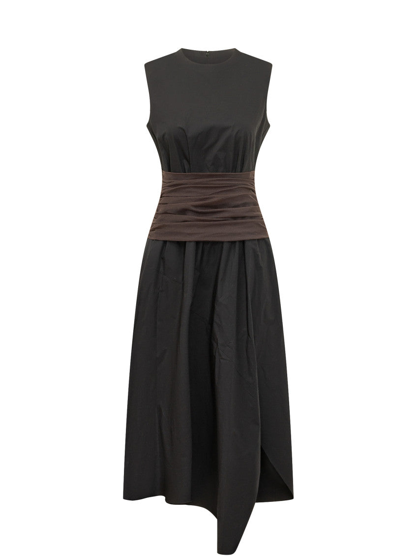Black Round Neck Midi Dress 1