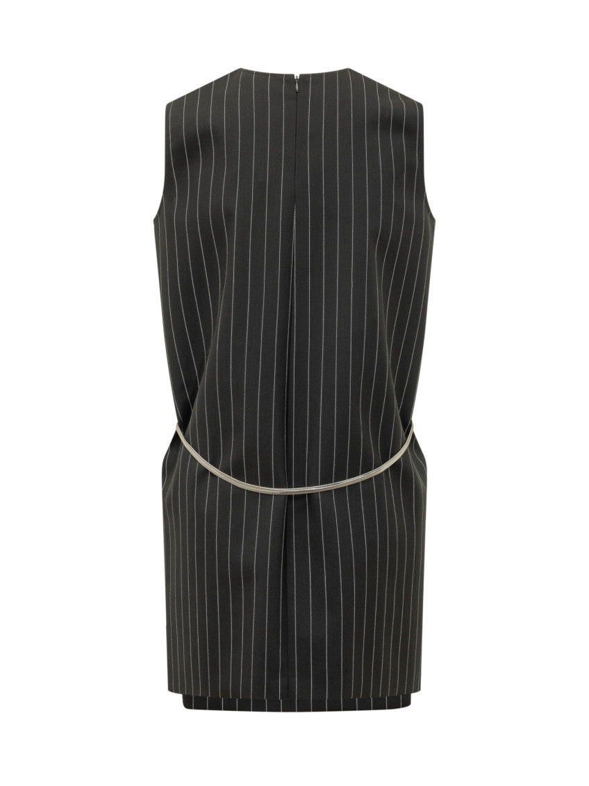 Black Stripes Round Neck Mini Dress 2