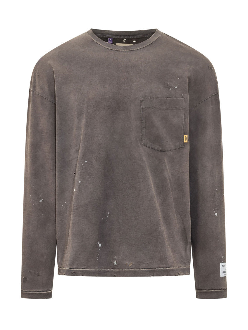 Distressed Crew Neck T-Shirt 1