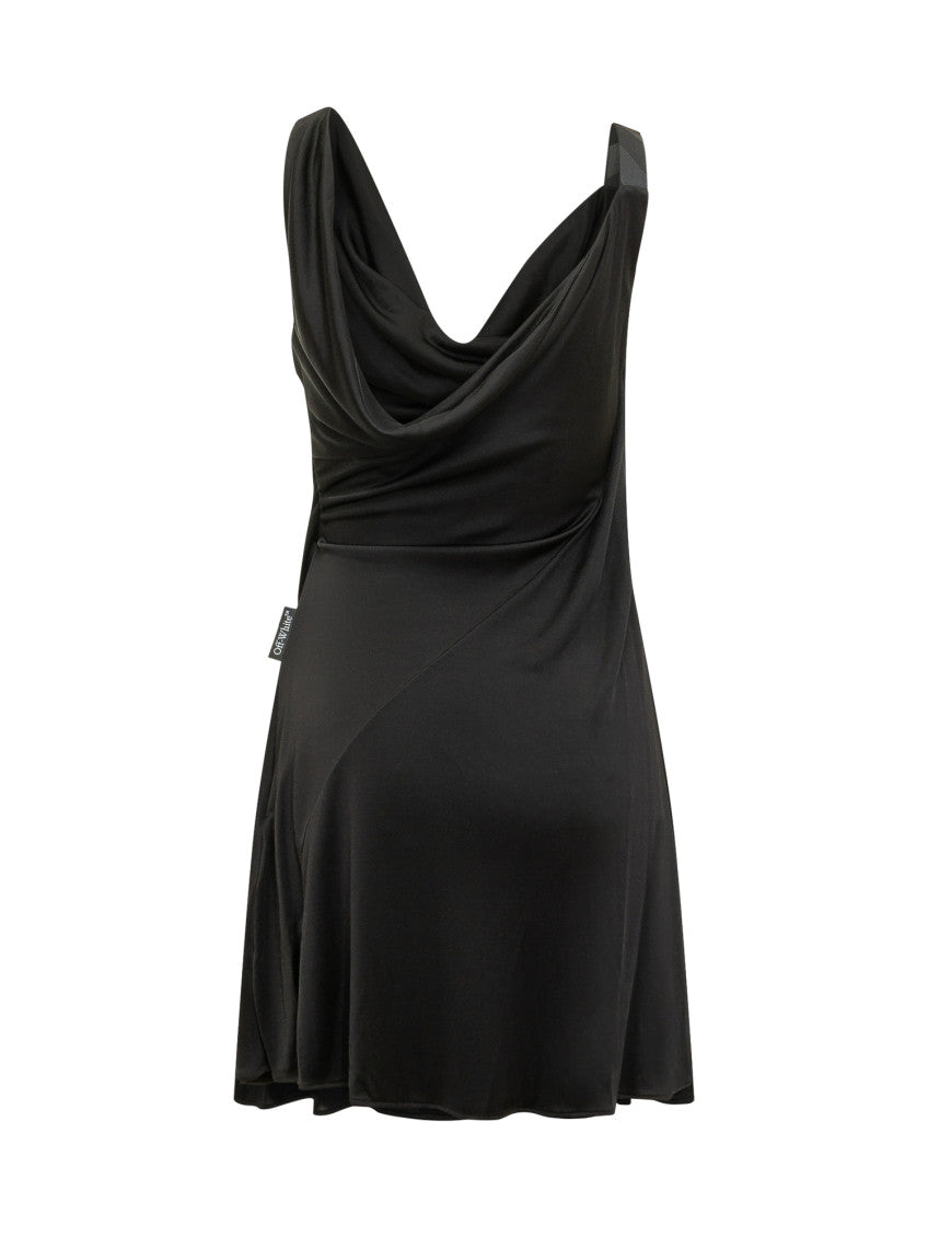 Black Solid Cowl Neck Midi Dress 2
