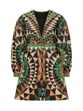 Multicolor Geometric V Neck Mini Dress 1