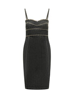Black Embellished Sweetheart Neck Midi Dress 1