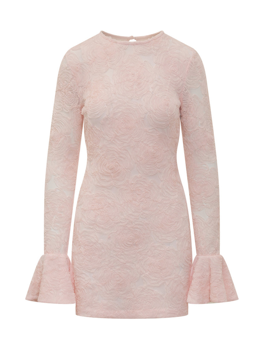 Pink Floral Round Neck Mini Dress 1