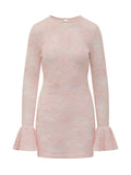 Pink Floral Round Neck Mini Dress 1