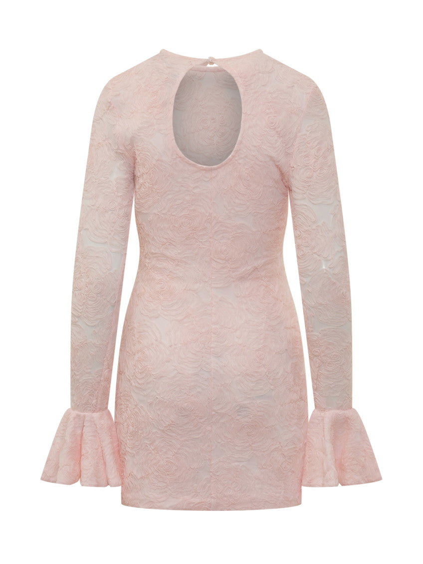 Pink Floral Round Neck Mini Dress 2