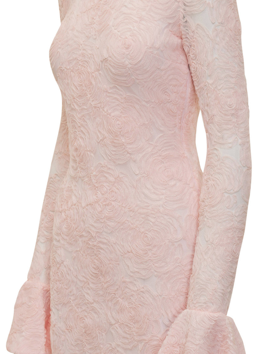 Pink Floral Round Neck Mini Dress 4