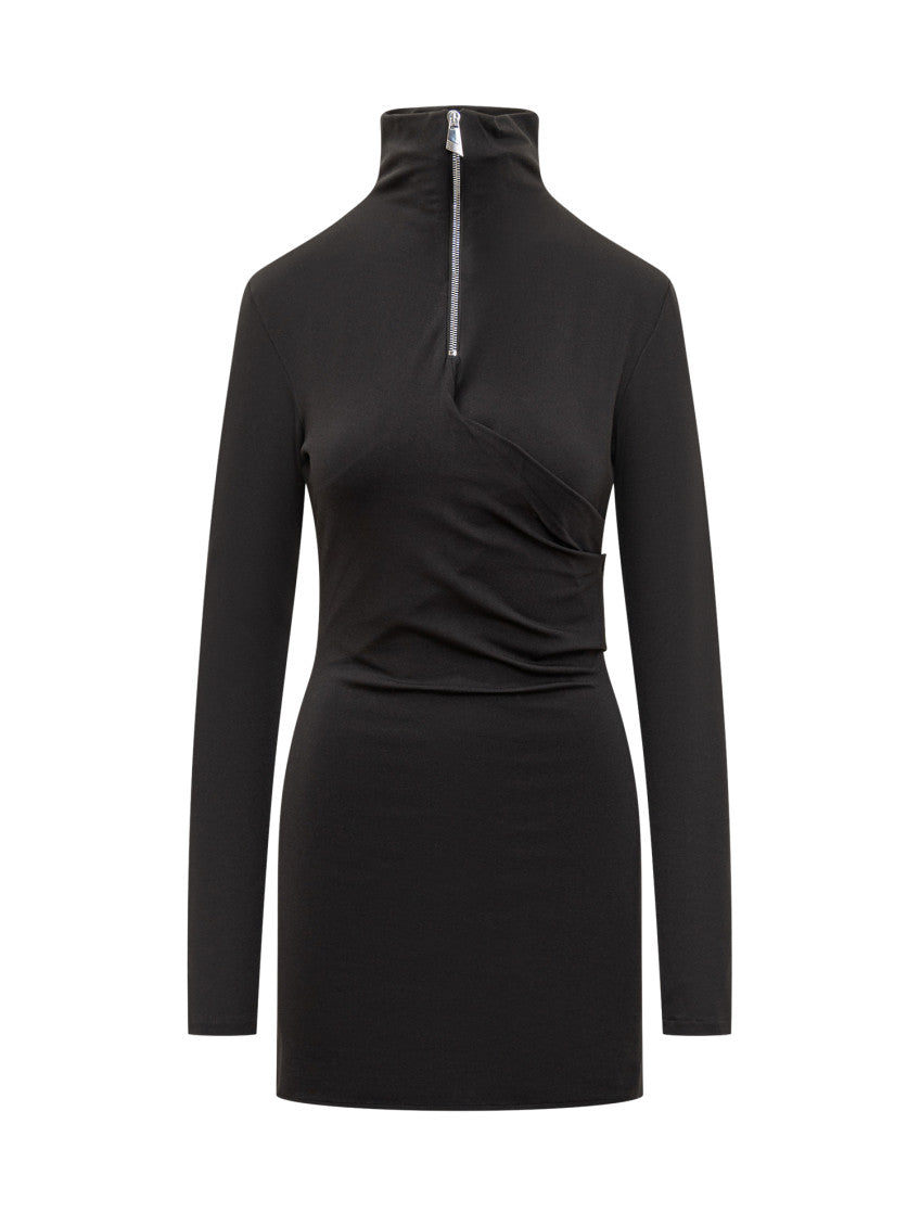 Black Solid Turtle Neck Mini Dress 1
