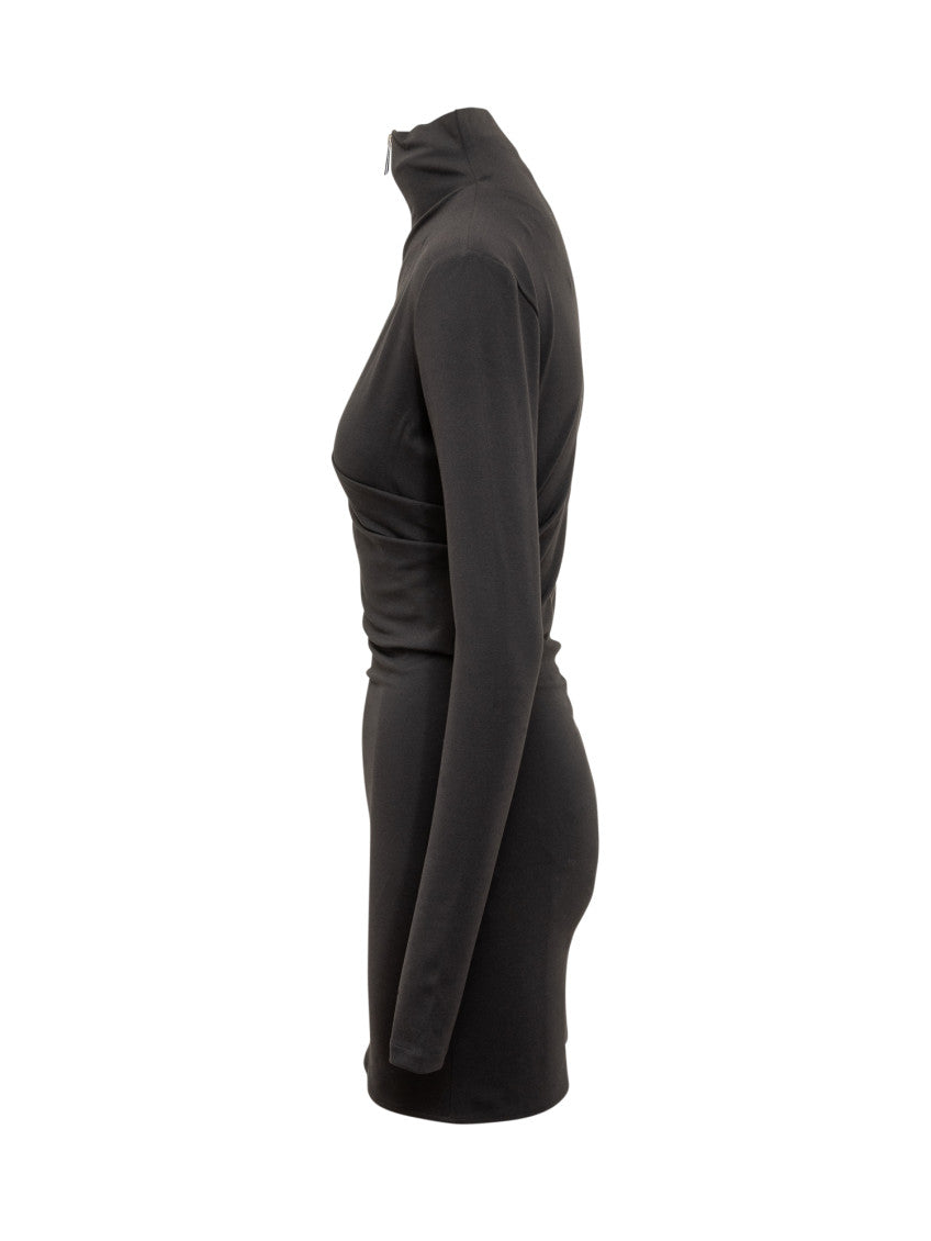 Black Solid Turtle Neck Mini Dress 3