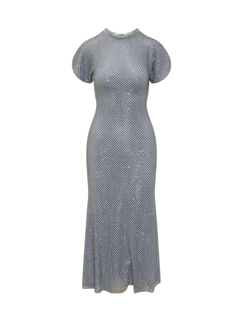 Blue Embellished Crew Neck Maxi Dress 1
