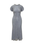 Blue Embellished Crew Neck Maxi Dress 1