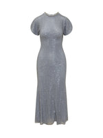 Blue Embellished Crew Neck Maxi Dress 1