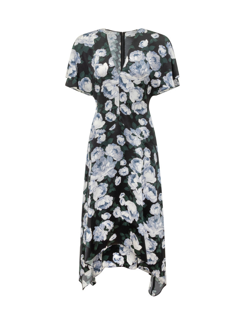 Multicolor Floral V Neck Midi Dress 1