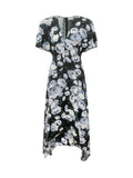 Multicolor Floral V Neck Midi Dress 1
