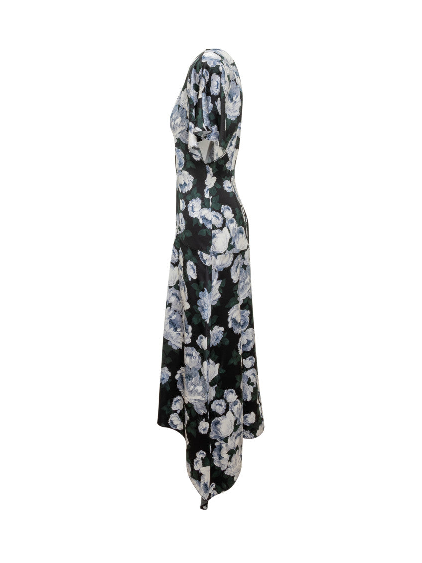 Multicolor Floral V Neck Midi Dress 3