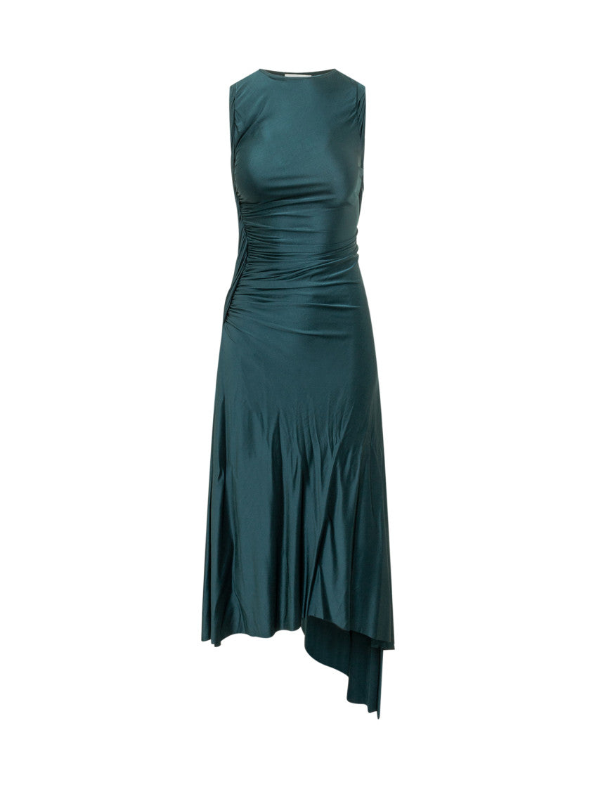 Blue Solid Round Neck Maxi Dress 1