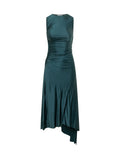 Blue Solid Round Neck Maxi Dress 1