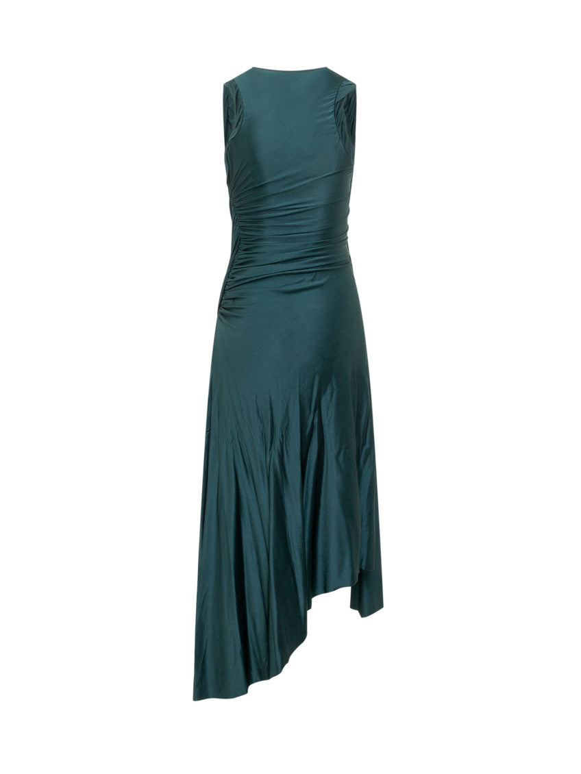 Blue Solid Round Neck Maxi Dress 2