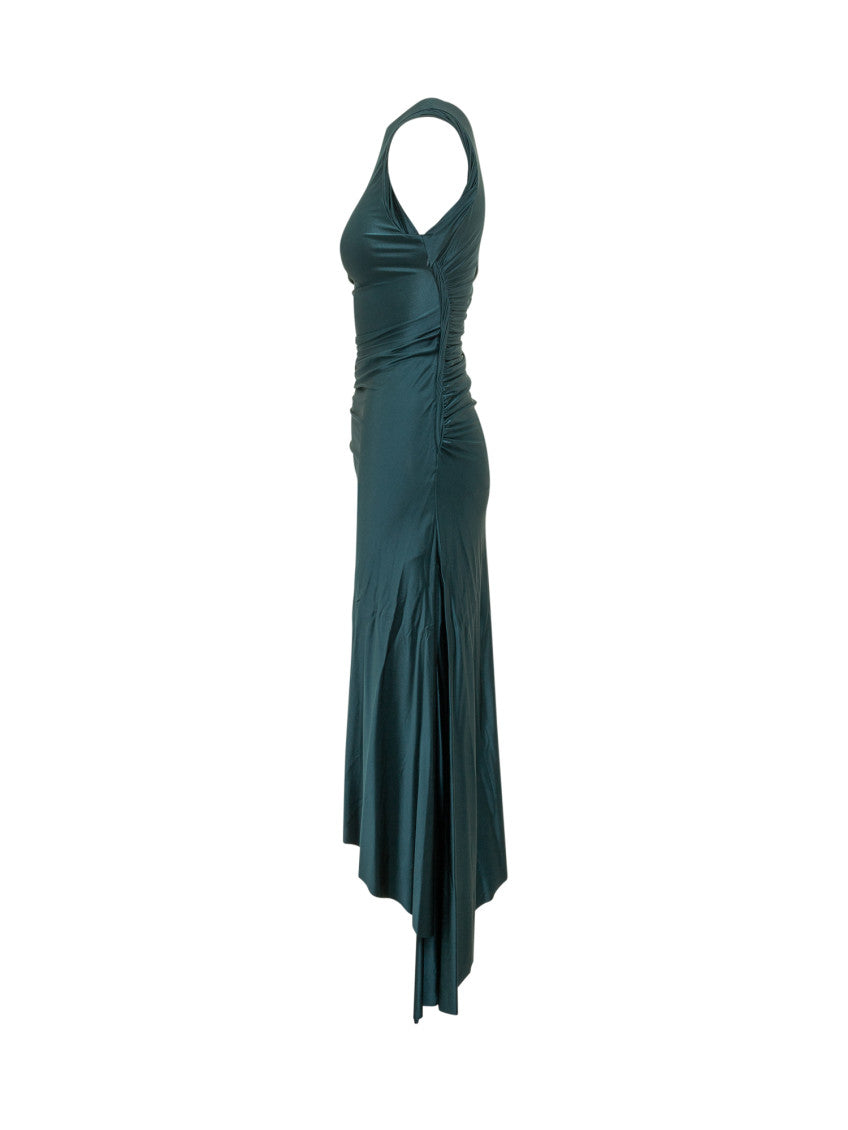 Blue Solid Round Neck Maxi Dress 3