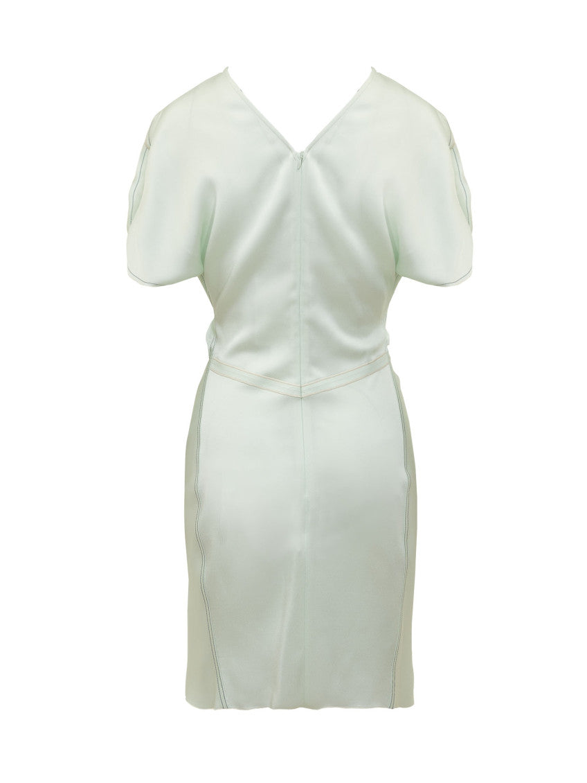 Light Green V Neck Midi Dress 2