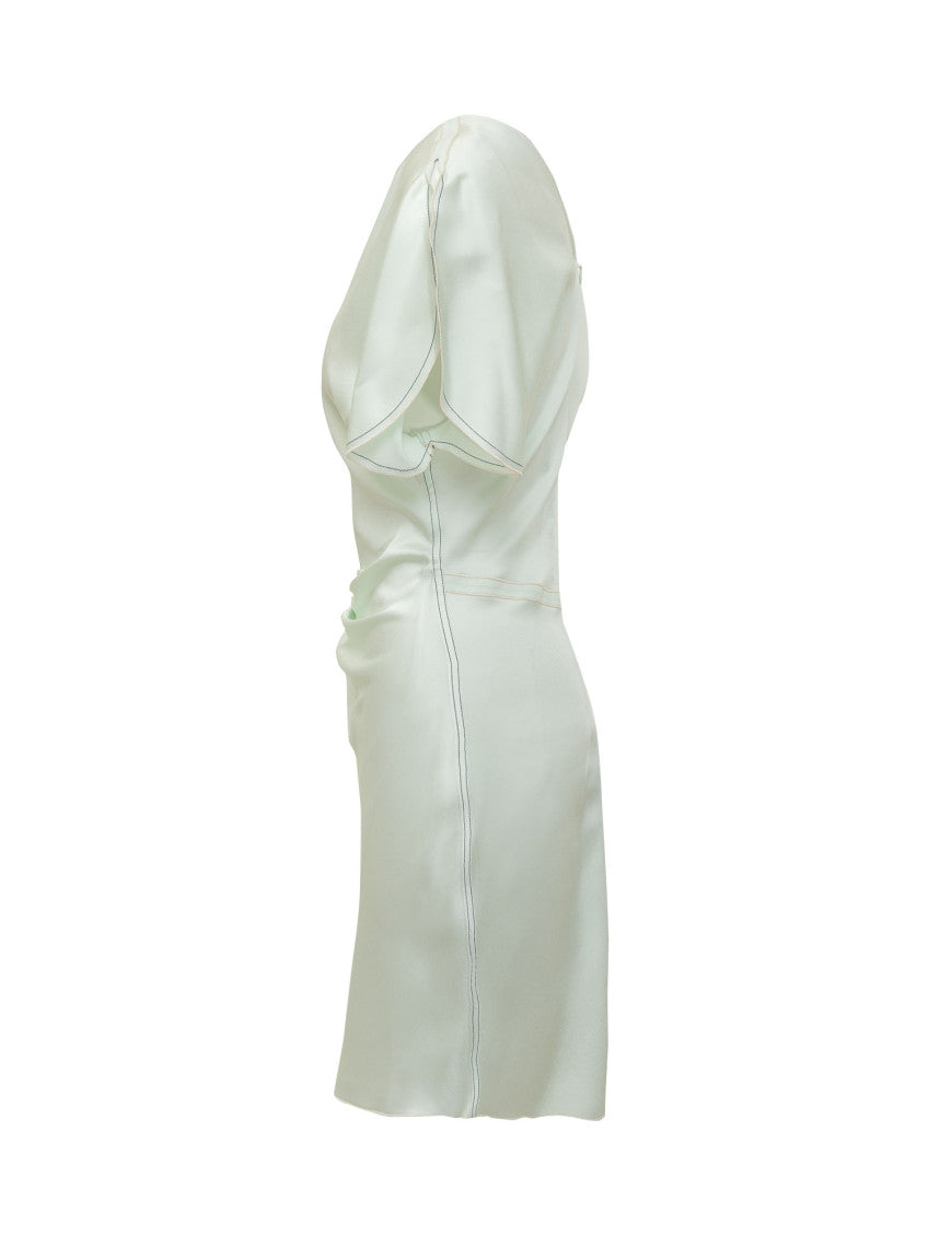 Light Green V Neck Midi Dress 3